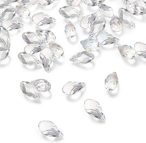 200 Pieces Teardrop Chandelier Crystal Pendants 6 X 12 Mm Crystal Beads for Chandelier Jewelry Making DIY Project Earring Necklaces Bracelets (Clear)