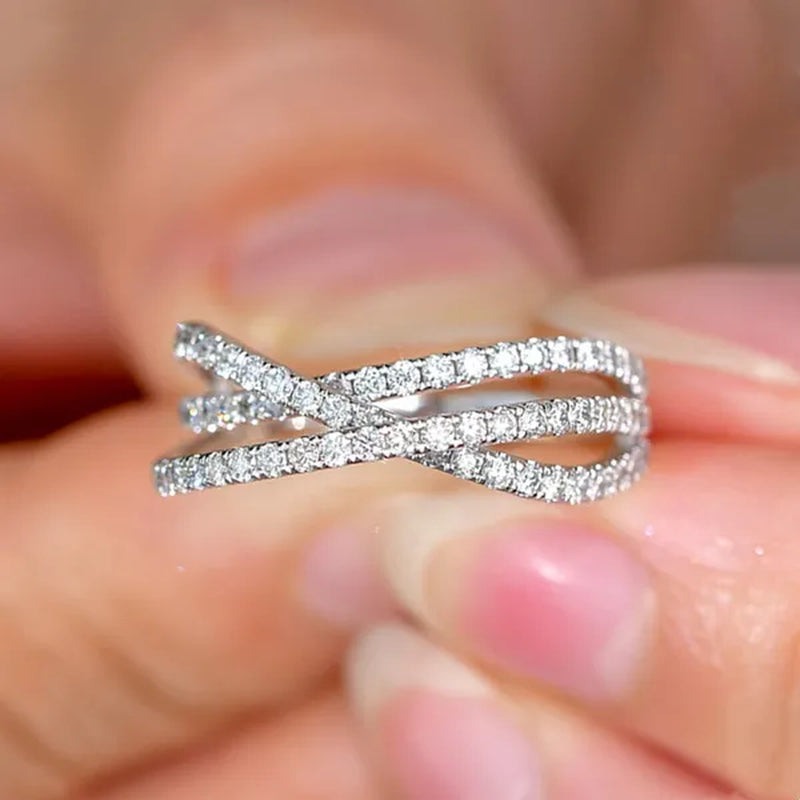 Trendy Twisted Ring for Women Bride Jewelry Wedding Engagement Anniversary Party Band Gift
