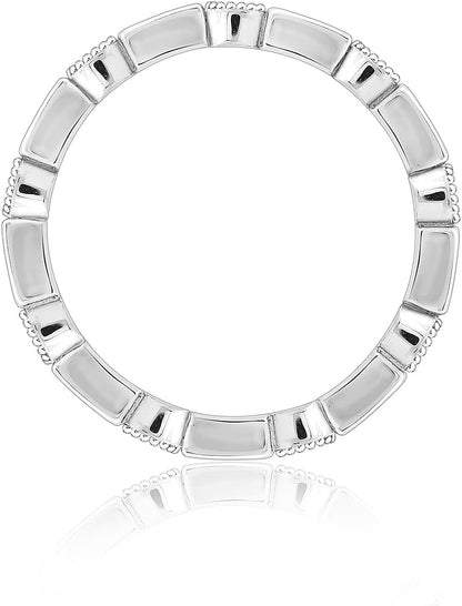 Platinum-Plated Sterling Silver Created Gem Eternity Band Ring Set with Infinite Elements Cubic Zirconia Accents (Previously Amazon Collection)