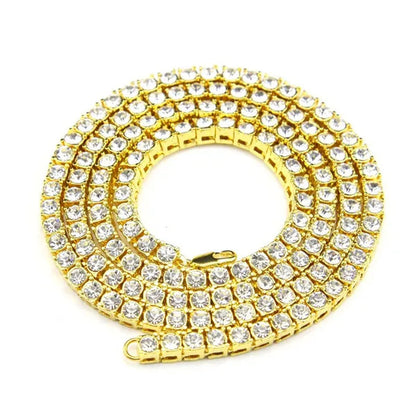 1 Row 24" 30" Gold/Silver Iced Out Bling Necklace Men's Hip Hop Chain