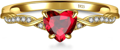 1.25Ct Womens Heart Promise Ring, 925 Sterling Silver Heart Cut Created Emerald/Sapphire/Amethyst/Ruby/Cubic Zirconia/Opal Twisted Vine Engagement Ring for Women Size 5-10