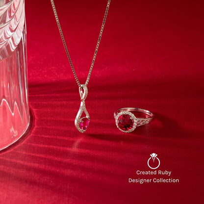 14K Yellow Gold Created Ruby Pendant for Women, Classic Solitaire, 2.50 Carats round Shape 8Mm