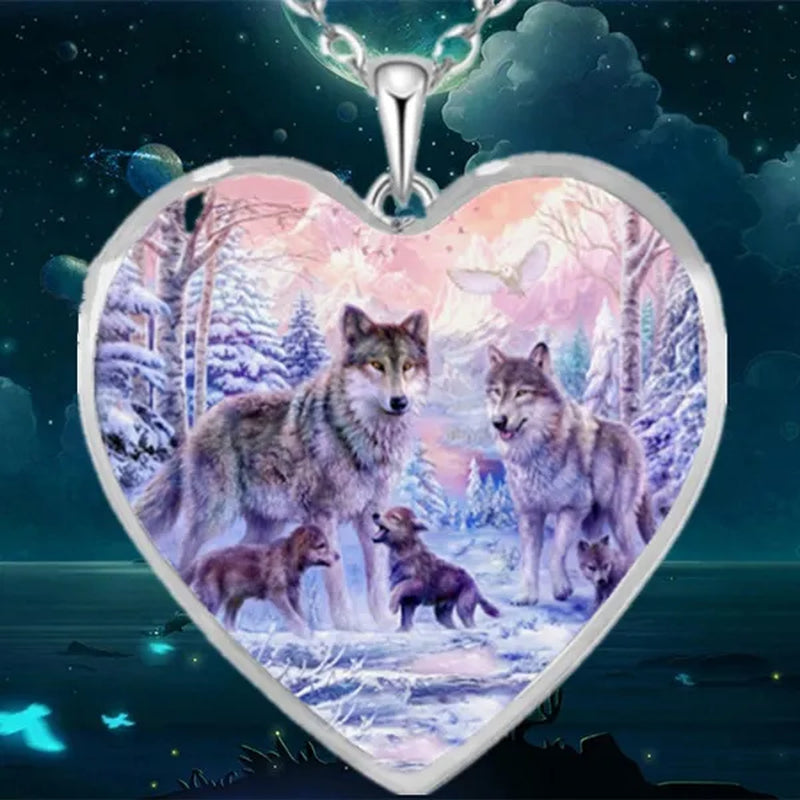 Classic Retro Wolf Belief Totem Parent-Child Necklace Simple New Heart Pendant Necklace Fashionable Women'S Animal Jewelry Accessories Elegant Leisure Women'S Birthday Gift Holiday Anniversary Gift
