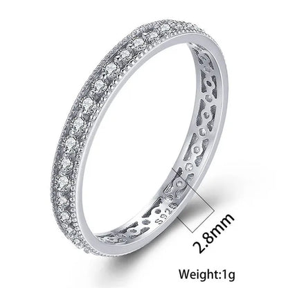 Exquisite 925 Sterling Silver/Black Gold/Gold/Rose Gold Single Ring White Full Diamond Ring Wedding Jewelry Gift