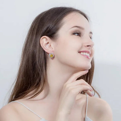 CANDICE Brand Design Luxury Wedding Jewelry Sets Sterling Silver Plated Necklace Earrings Set Inlay Big Pink Princess Crystal For Birdesmaid