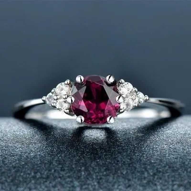Red Ruby Jewelry Palace Natural Garnet Halo Engagement Ring Sterling Sliver Jewelry for Women