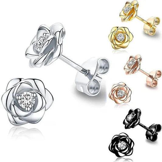 Exquisite Cute Rose Flower Stud Earrings for Women Daily Casual Party Jewelry Gift