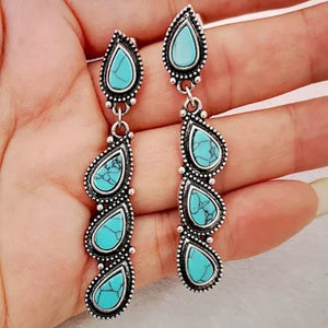 Native America Jewelry 925 Solid Sterling Silver Plated Turquoise Diamond Stud Drop Dangle Earrings
