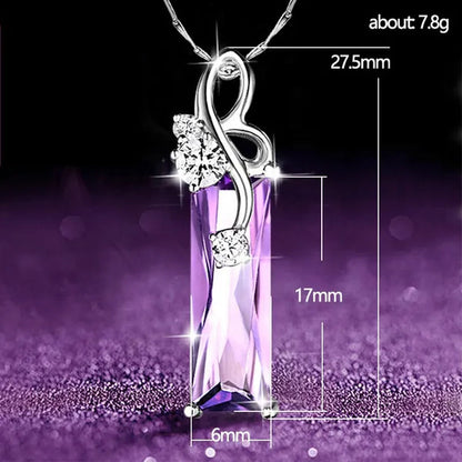 4 Styles High Quality New Arriving Women Charm Crystal Amethyst Diamond Pendant Necklace Exquisite Engagement Wedding Anniversary AAA Zircon Necklace Jewelry for Girlfriend Valentines Day Gifts