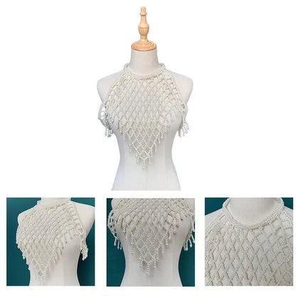 1pcs Women Blouse Elegant Faux Pearl Necklace Collar Detachable Beaded False Collars Apparel DIY Craft COC