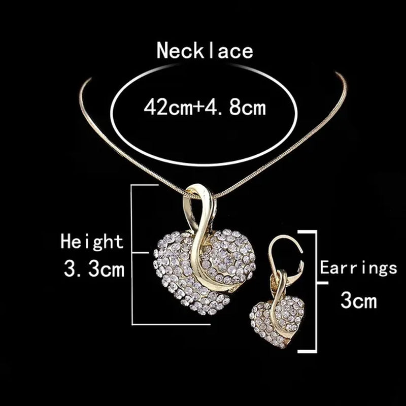 Elegant 1set Fashion Cubic Zirconia Ladies Party Ruby Sapphire Heart Shape Necklace Earring Set Female Gifts Bridal Jewelry Sets