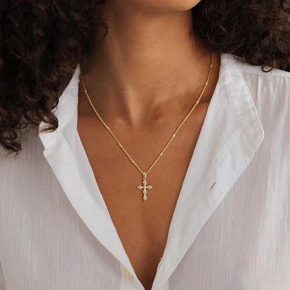 Cross Necklace for Women Dainty 14K Real Silver Gold Plated Layered Cross Pendant Necklace Stack Simple Trendy Cute Charm Choker Necklaces Jewelry Gift for Women Teen Her