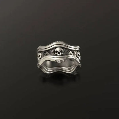 Gothic 925 Sterling Silver Skull Ring Infinity Band Punk Jewelry Birthday Proposal Gift Engagement Banquet Party Wedding Rings for Unisex Men Women Size 5 - 10