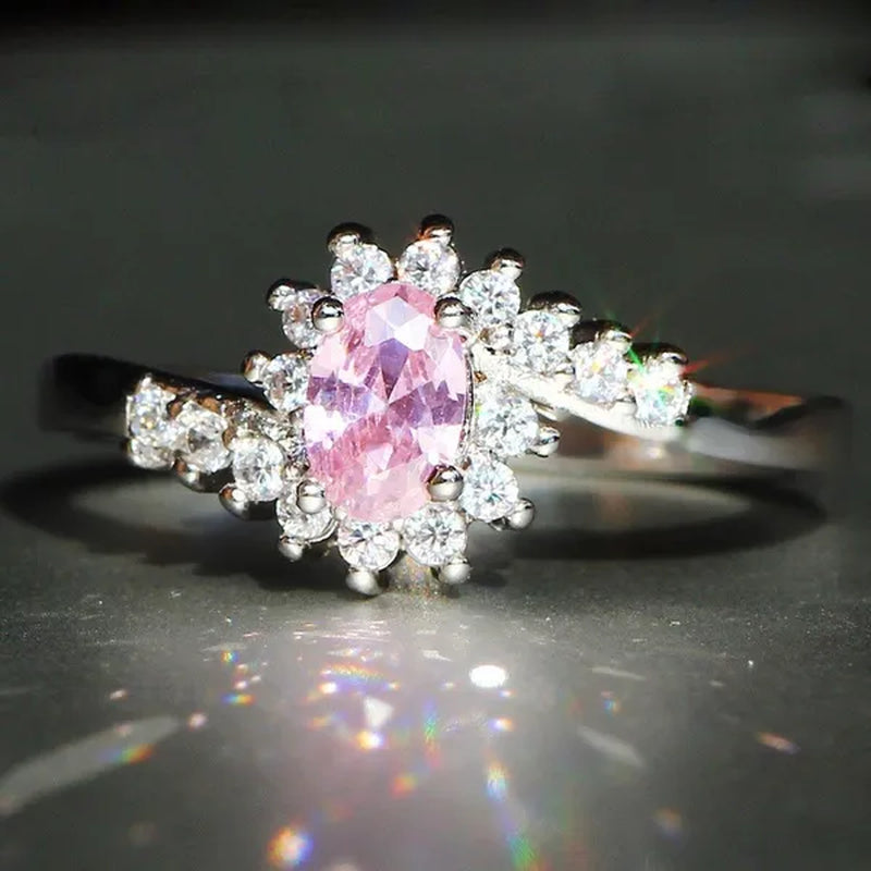 Exquisite Silver Natural Sapphire Gemstones Opal Birthstone Bride Princess Wedding Engagement Strange Ring Size 6 7 8 9 10