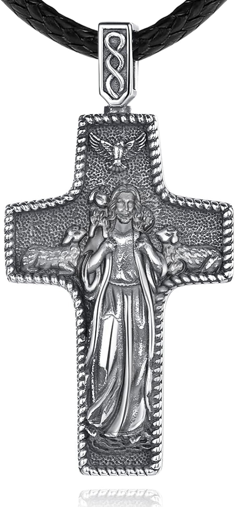 925 Sterling Silver St Christopher/St Benedict/St Michael/Virgin Mary/San Judas Tadeo/Good Shepherd Cross/Archangel Necklace Medal Pendant Protection Religious Amulet Jewelry for Men Women