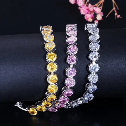 CANDICE White Gold Plated Natural Purple Crystal Bracelets Bangles For Femme Romantic Gift 18CM