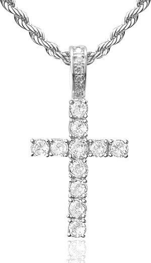 Cross Necklace for Women, 14K Gold Silver Plated Pendant Necklace, Diamond Cross Pendant Necklaces, 2 PCS Gold Silver Cross Necklaces Cute Trendy Gold Faith Cross Jewelry Gifts for Women