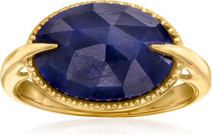 7.00 Carat Sapphire Ring in 18Kt Gold over Sterling