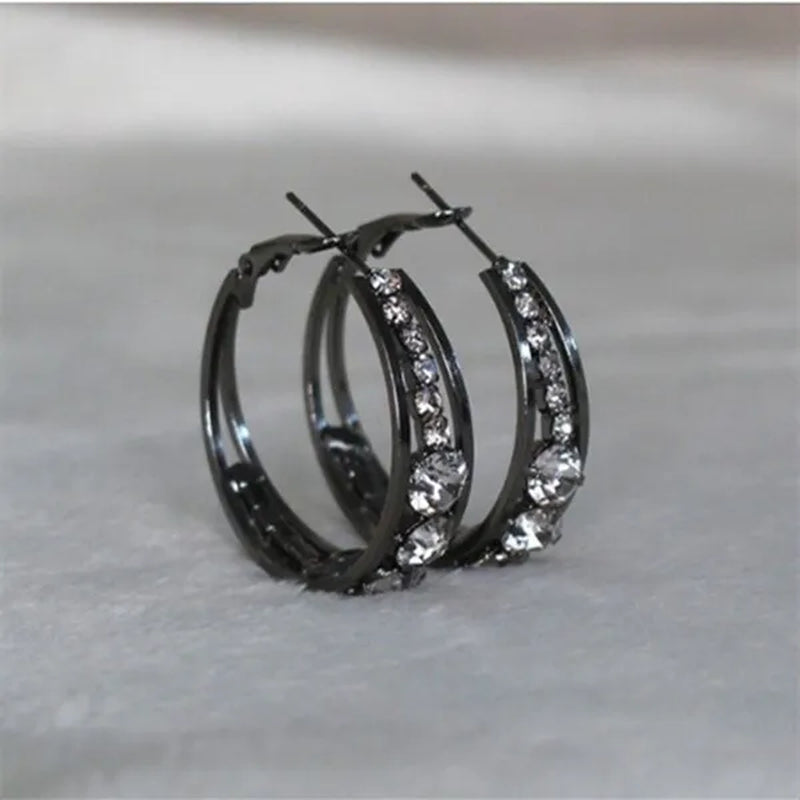 Exquisite Women's 18K Gold Rhinestone Inlaid Big Diamond Hoop Hoop Earrings European and American Fashion Earrings