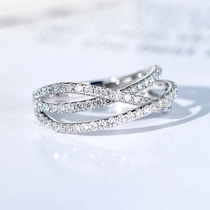 Trendy Twisted Ring for Women Bride Jewelry Wedding Engagement Anniversary Party Band Gift
