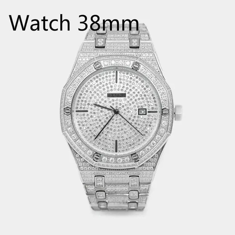 Men Women Hip Hop Luxury Plating 925 Silver Plating Watch Iced Out Hip Hop Jewelry