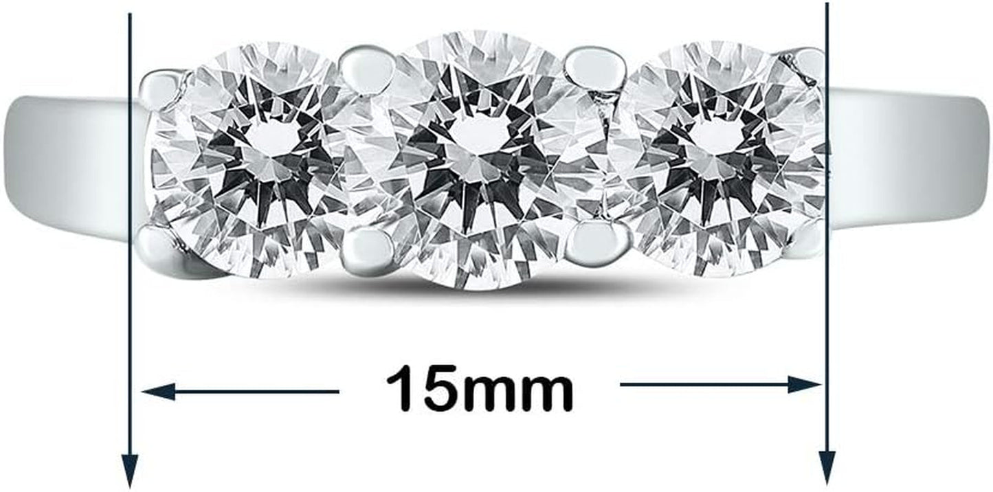 AGS Certified 2 Carat TW Three Stone Diamond Ring in 14K White Gold