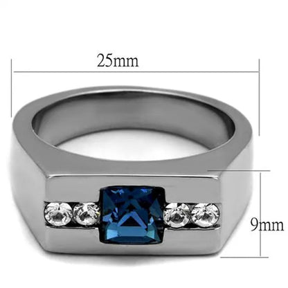 Men'S 1.68Ct Montana Princess Cut Simulated Diamond Stainless Steel Ring Size 8-13