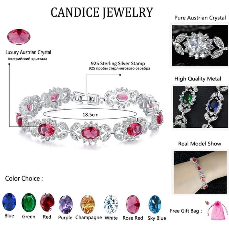 CANDICE 2023 New Summer Design Sterling Silver Plated Blue Crystal Bracelets For Women Fashion Jewelry