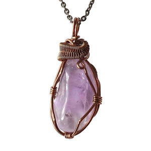 Natural Amethyst Necklace for Women - February Birthstone Necklace for Women - Designer Pendant Necklace - 40-60 Carat Amethyst, Antique Bronze Chain