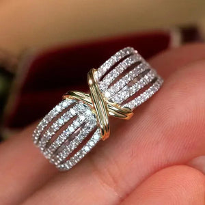 Women's Fashion White Zircon Ring Elegant Bride Proposal Engagement Wedding Party Band Anniversary Gift Promise Rings