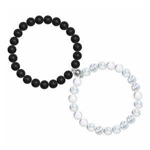 Black Frosted White Turquoise Couple Bracelet Magnet Attraction Beaded Bracelet Set A Pair of Bracelets Fashion Beaded Men's and Women's Bracelets