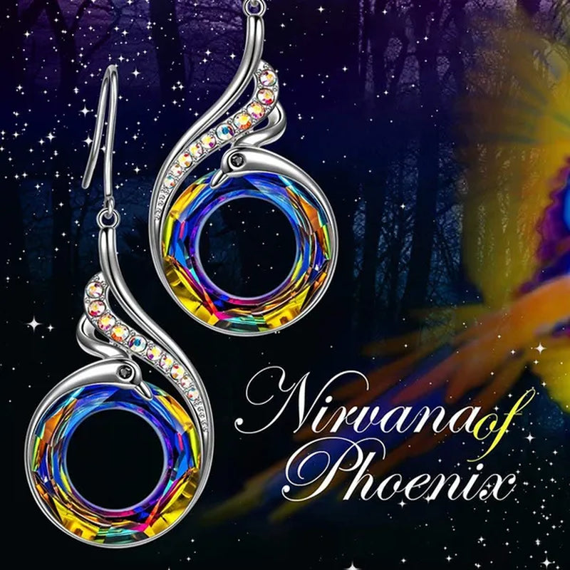 2 colors Woman's ❤️Nirvana of Phoenix❤️  Crystals Earrings ( Blue /  Multi )