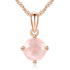 Majesty Diamonds MDS170319 0.9 CT Round PinK Rose Quartz Solitaire Pendant Necklace in .925 Sterling Silver with 18K