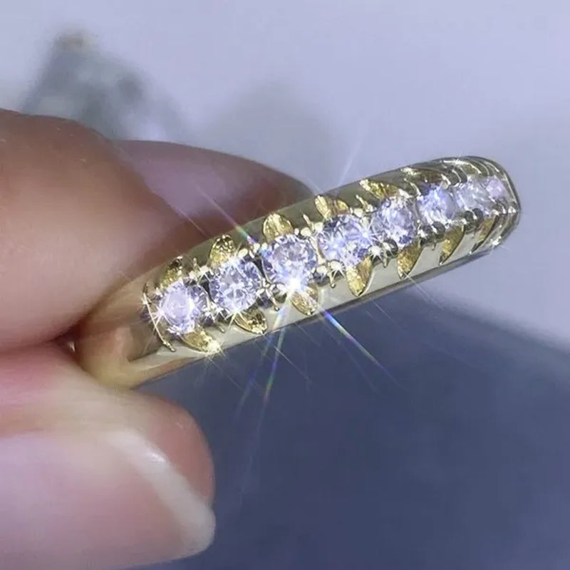 Luxury Silver /18K Gold Ring 925 Sterling Silver Womens Ring White Sapphire Wedding Band Engagement Diamond Ring Fine Jewelry Christmas Gift Size:6 7 8 9 10