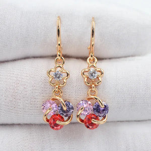 Women Rainbow CZ Cubic Zirconia Knot Drop Dangle Earrings Jewelry