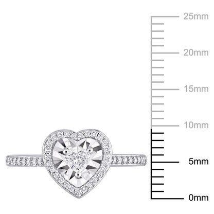 Women'S 1/3 Carat T.W. Heart-Cut Diamond 14Kt White Gold Halo Engagement Ring