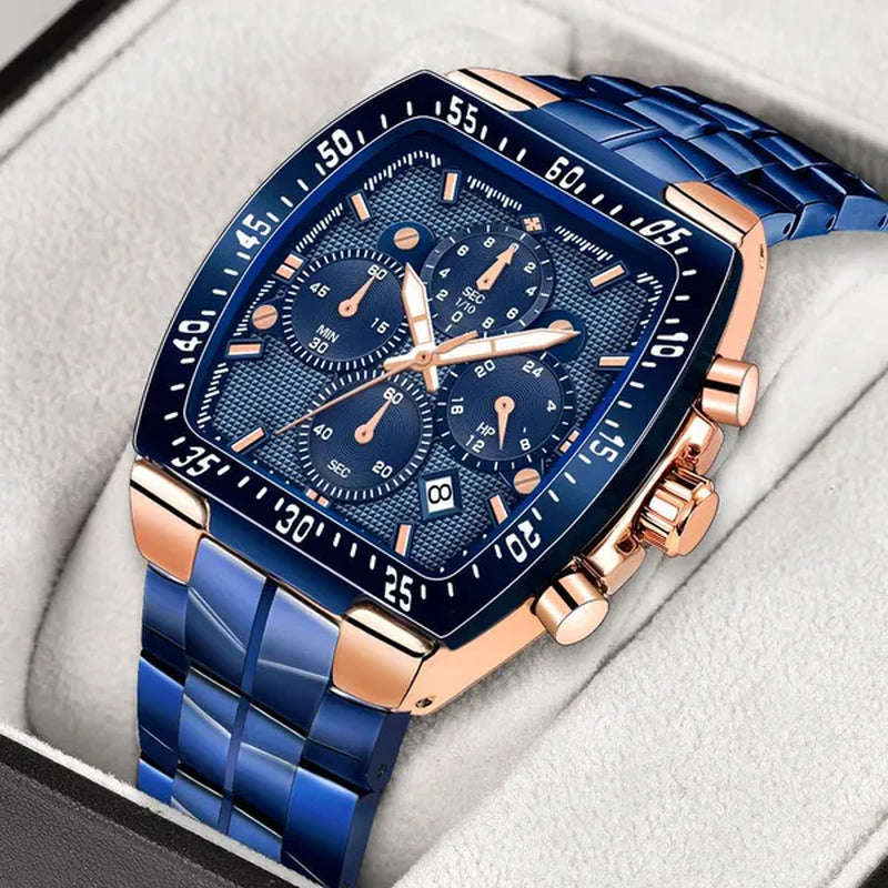 WWOOR New Watch Mens Luxury Square Big Dial Men Watch Waterproof Sports Military Chronograph Quartz Wristwatch Relogio Masculino