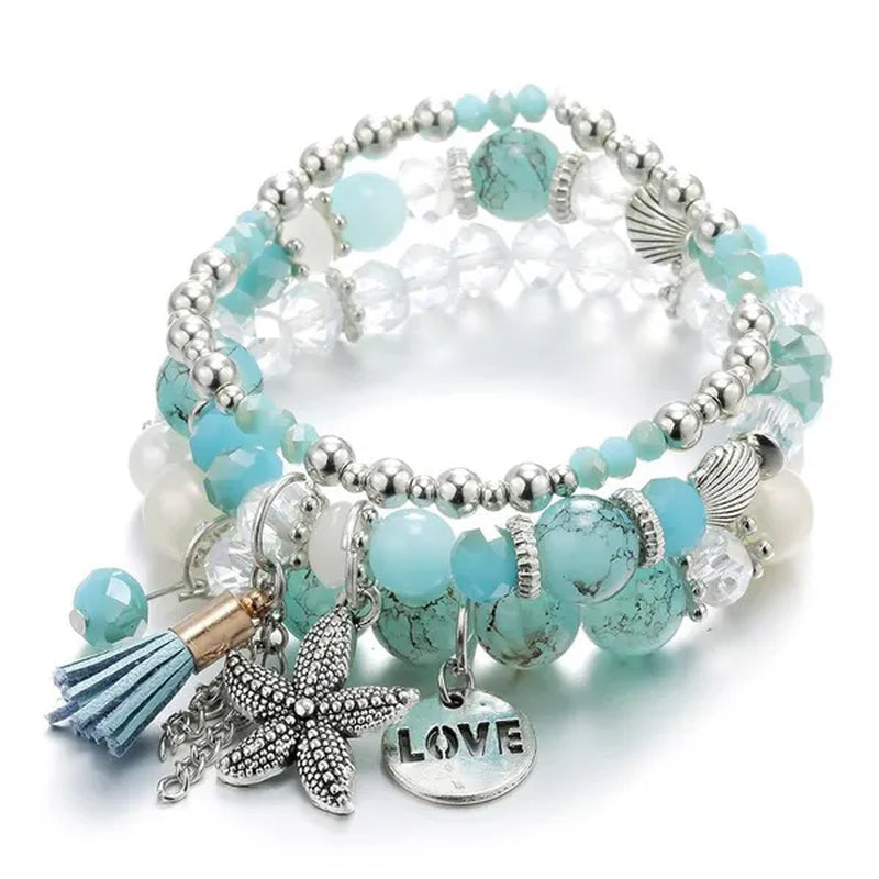 RAVIMOUR 3pcs Set Crystal Bracelets for Women Vintage Star Love Bracelet Female Jewelry Tassel Stone Charms Wristband Gift 2018