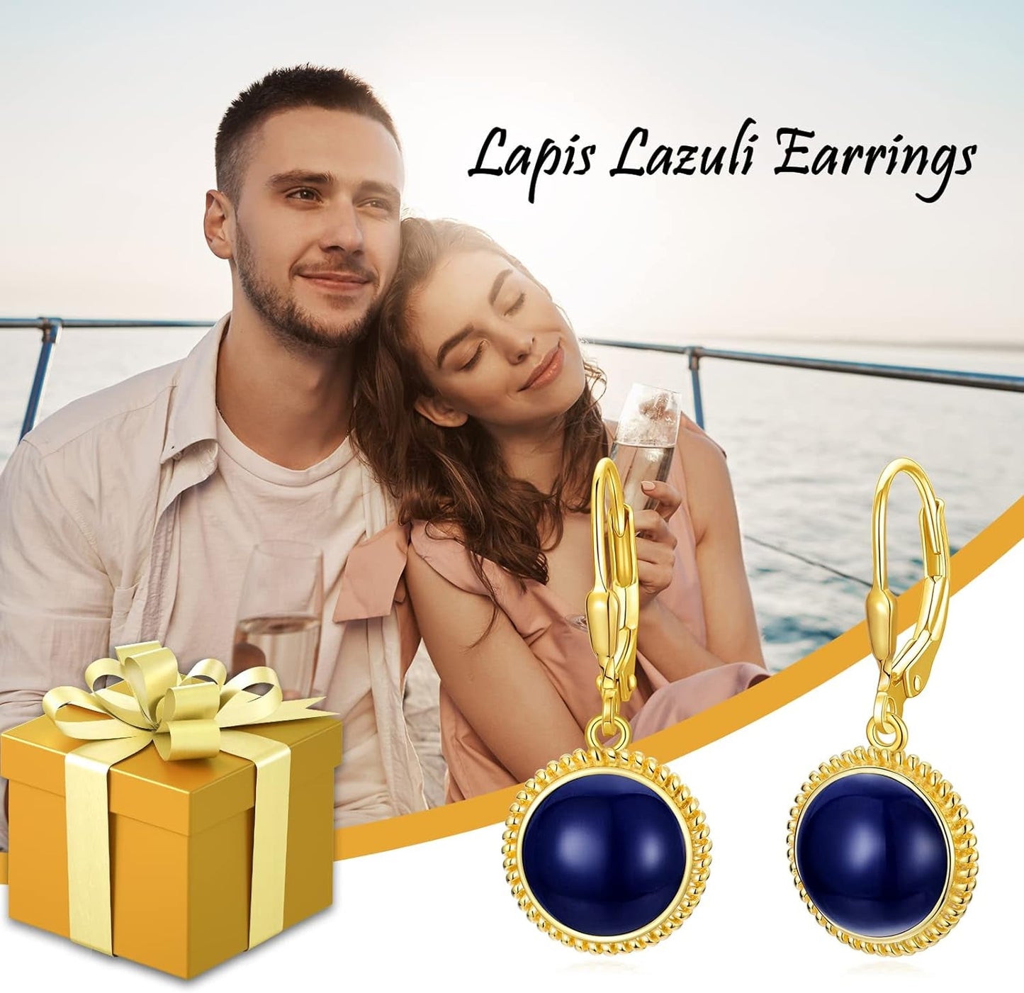 Lapis Lazuli Earrings Sterling Silver Blue Lapis Leverback Earrings for Women Natrual Lapis Gemstone Earrings Lapis Lazuli Jewelry for Women Teens Girls Birthday Gift