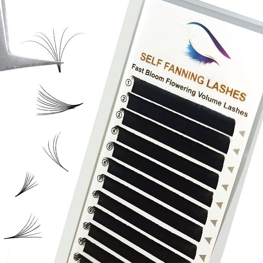 Volume Eyelash Extensions 0.05/0.07 Easy Fan Volume CC/D Curl | 8-15Mm Length | Easy Fan Volume Lashes 2D-20D Self Fanning Volume Lashes Long Lasting Blooming Lashes(0.05 CC 14Mm)