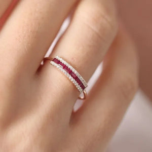 New Women Fashion White Sapphire/Ruby  Ring Gold-plated  Jewelry Size 6-10