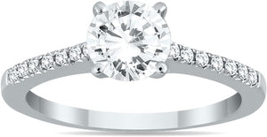 AGS Certified 1 1/8 Carat TW Diamond Ring in 14K White Gold (I-J Color, I2-I3 Clarity)