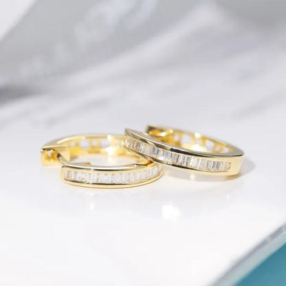 Women Glamorous 18k gold plated  Micro Cube Diamond Dailywear Earrings Wedding Engagement Party Ear Stud Jewelry