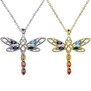 Delicate Colorful Zircon Dragonfly Necklace Insect Dragonfly Wings Pendant Engagement Necklaces for Women Insect Jewelry Creative Dragonfly Accessories Birthday Party Anniversary Gift