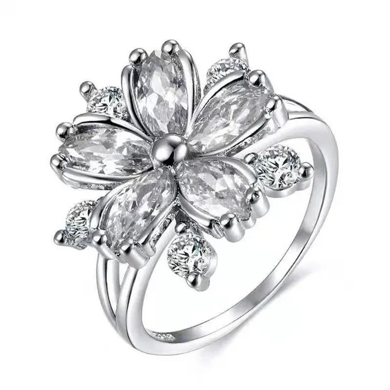 Elegant Women's Flower Ring Luxury  Pink Zircon Ring, Fashionable Flower Shape Women's Ring, Engagement, Wedding Ring, Princess Ring, Promise Ring, Valentine's Day, Christmas Gift. Size US5-11. Happy Shopping!
