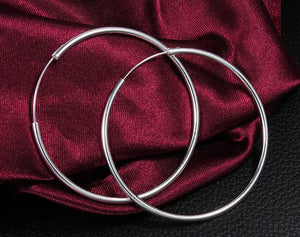 Wholesale 1pcs DIY 925 Sterling Silver Plated Women Fashion Jewelry Beautiful Hoop Earrings 60MM