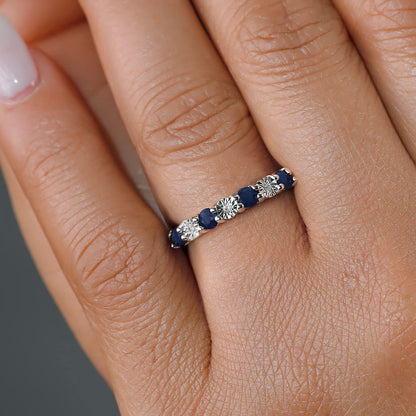 925 Sterling Silver Blue Sapphire & White Diamond Engagement Ring for Women | Wedding Ring for Women | Available in Size 5, 6, 7, 8, 9