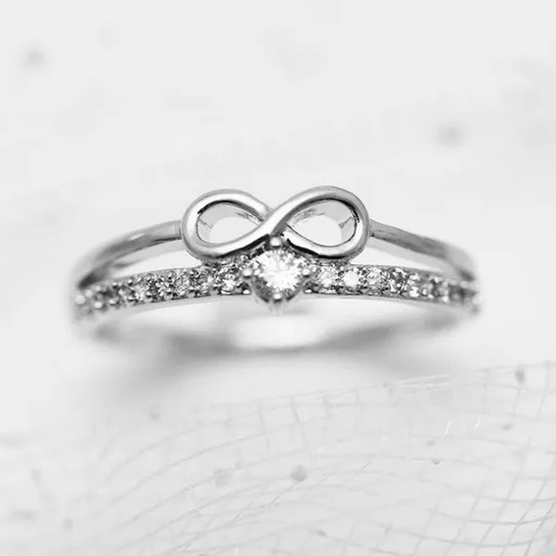 Fashion Silver colorRing for Women Diamond Infinity Love Rings Engagement Wedding Ring Party Female Jewelry Promise Rings Wedding Band Size 5-11 Bague Femme