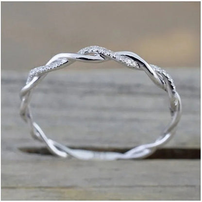 Diamond Ring Engagement Ring Diamond Anniversary Twined Vine Simple Infinity Eternity Ring Bridal Women Promise Ring Anniversary Gold Wedding Bands Size 4-10
