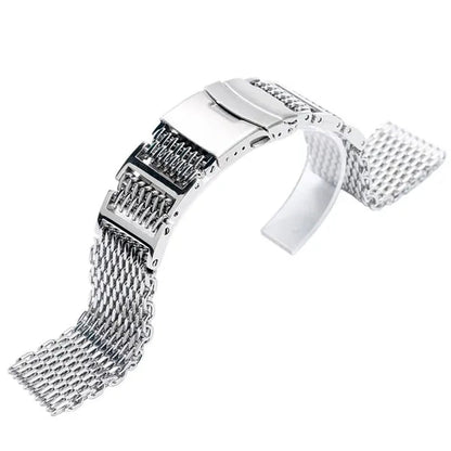 20/22/24mm Silver Stainless Steel Bracelet Shark Mesh Watch Band Men Wrist Strap Bracelet